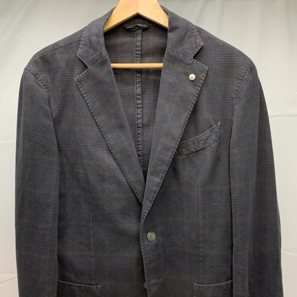 LBM 1911 Tailored Two Button Cotton Houndstooth Patch Blazer